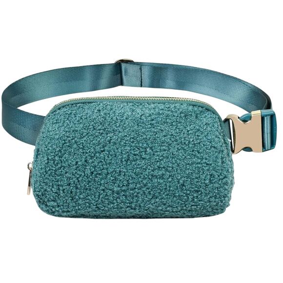 VNVM Sherpa Belt Bag, Fleece Fanny Packs Green Waist Bag w/ Adjustable Strap New - Picture 2 of 12